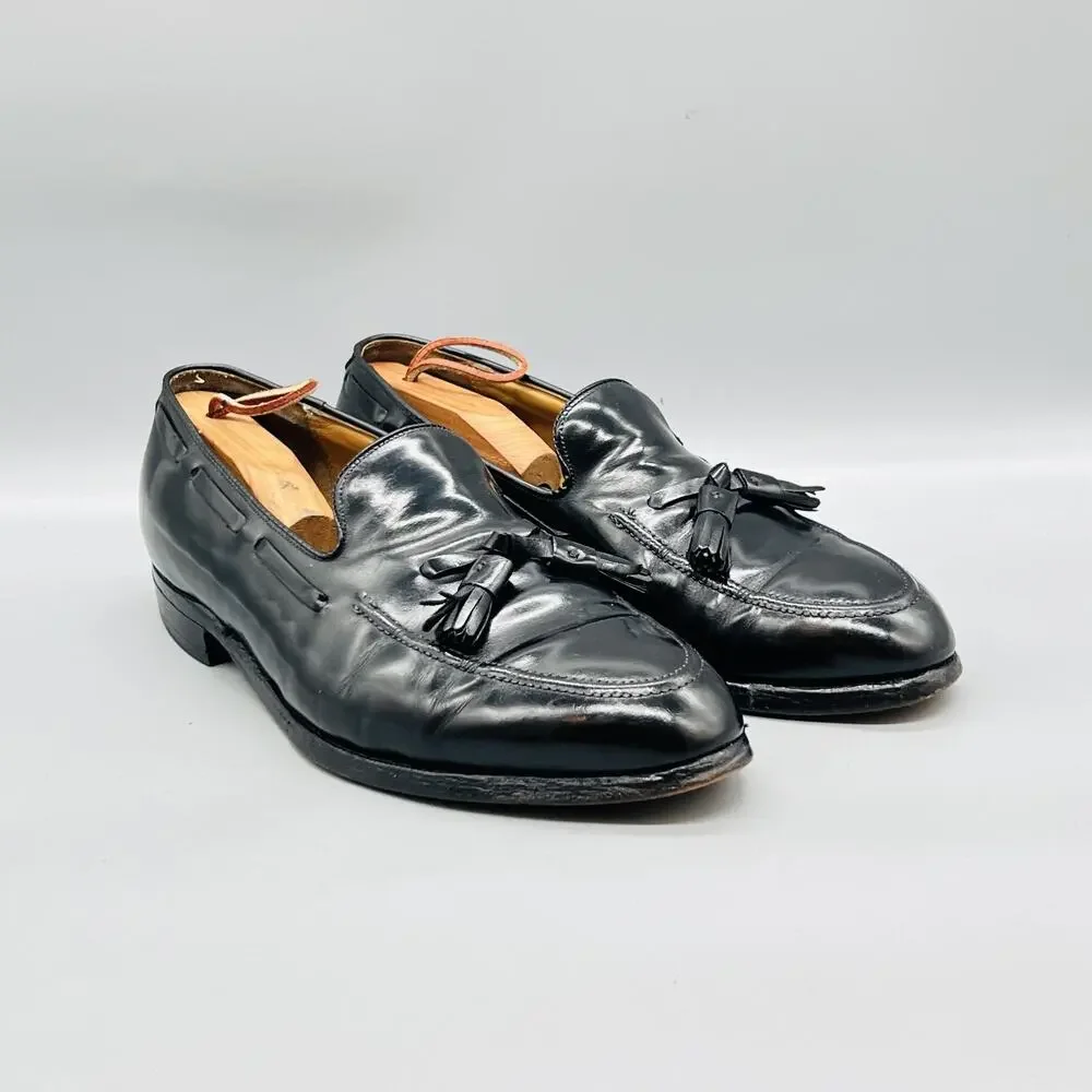 Aristocraft Shoes Men 10.5 Black Leather Tassel Loafers Vintage Made USA